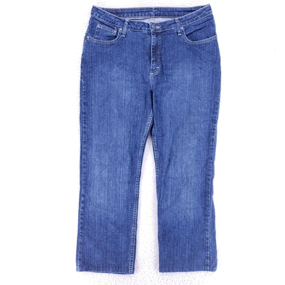 Lee Riders Jeans Denim Cotton Women SZ 14 Blue Straight Stretch VTG Mid Rise 90s